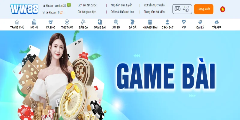 Game bài đối kháng tại WW88